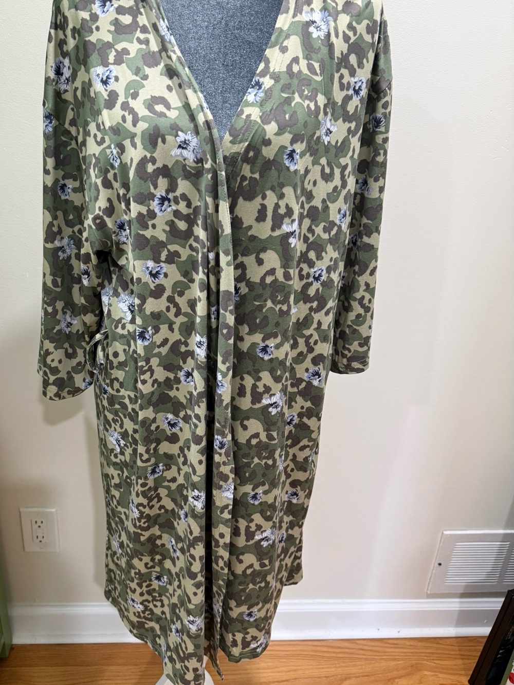 Flora Nikrooz Olive and Gray Floral Camouflage Top